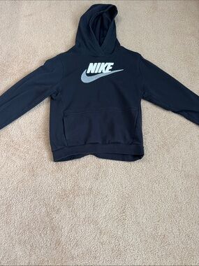 Nike Black Hoodie with White Swoosh and Wordmark